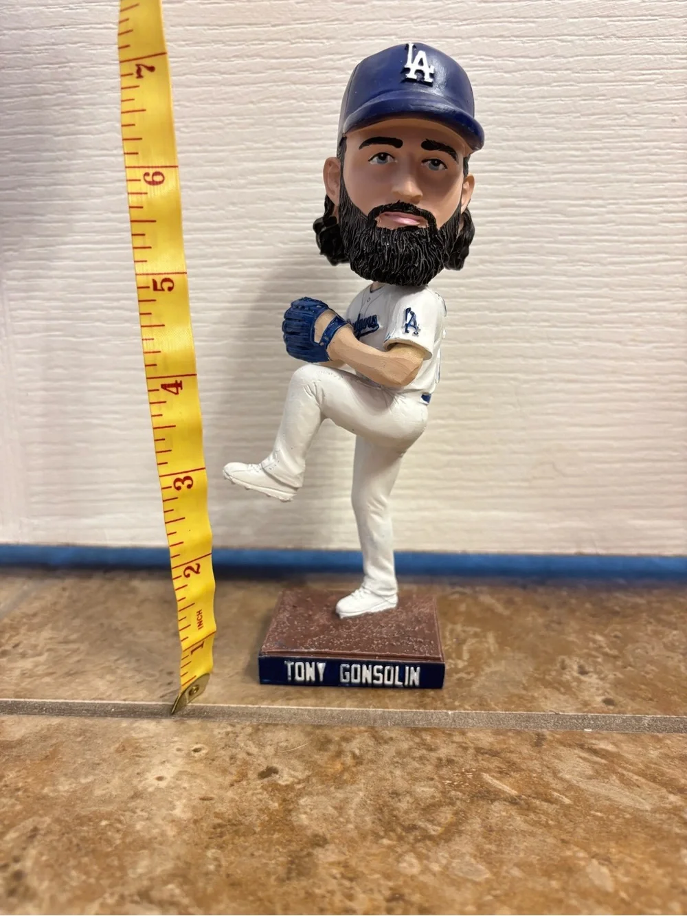 Tony Gonsolin  LA Dodgers Pitcher Bobblehead - White & Blue Approx 7”